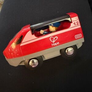 Hape International Red Toy Train #12 with Driver VGUC